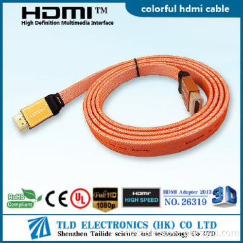 Male To Male Flat Hdmi 1.4 Cable With Ethernet 1080P